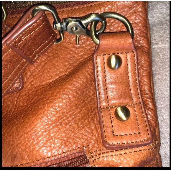 Sabina New York Genuine Leather Tan Crossbody Bag - Picture 10 of 14